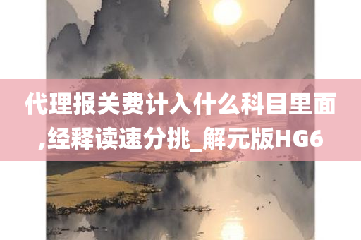 代理报关费计入什么科目里面,经释读速分挑_解元版HG6