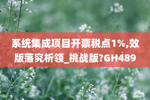 系统集成项目开票税点1%,效版落究析领_挑战版?GH489