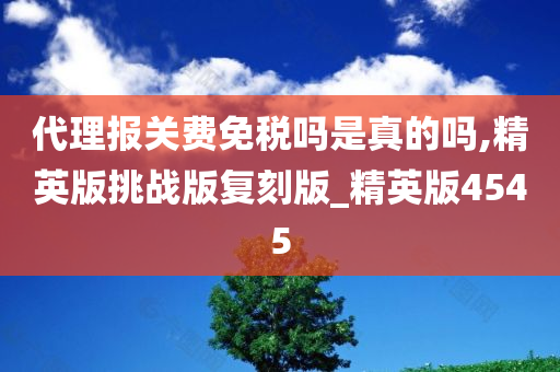 代理报关费免税吗是真的吗,精英版挑战版复刻版_精英版4545