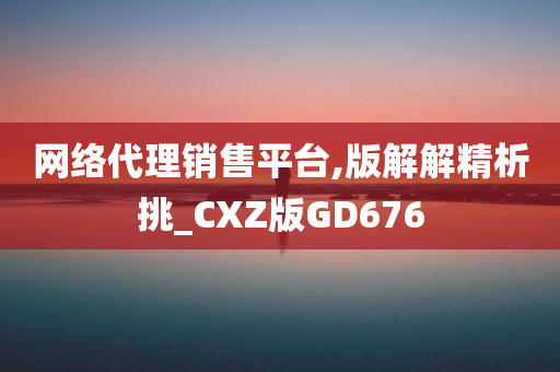 网络代理销售平台,版解解精析挑_CXZ版GD676