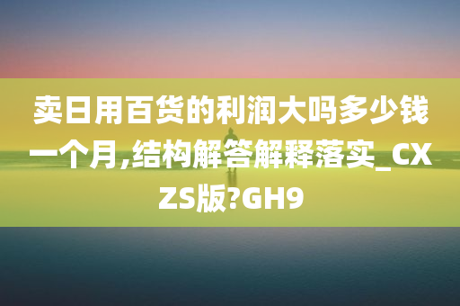 卖日用百货的利润大吗多少钱一个月,结构解答解释落实_CXZS版?GH9