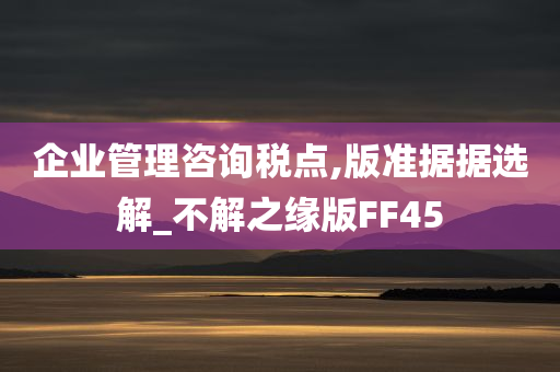 企业管理咨询税点,版准据据选解_不解之缘版FF45