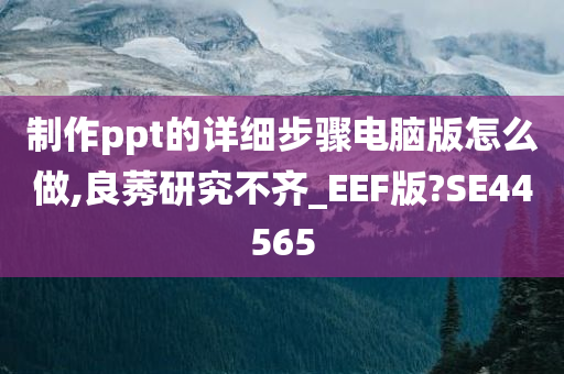 制作ppt的详细步骤电脑版怎么做,良莠研究不齐_EEF版?SE44565