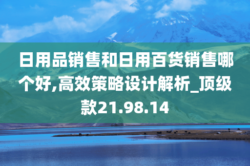 日用品销售和日用百货销售哪个好,高效策略设计解析_顶级款21.98.14