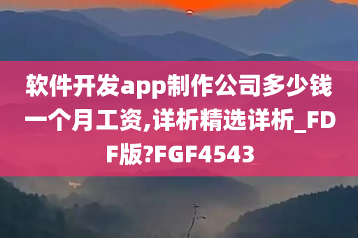 软件开发app制作公司多少钱一个月工资,详析精选详析_FDF版?FGF4543