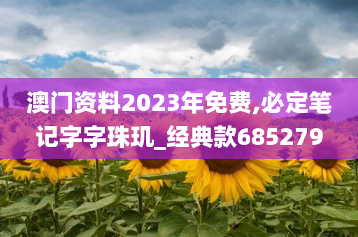 澳门资料2023年免费,必定笔记字字珠玑_经典款685279