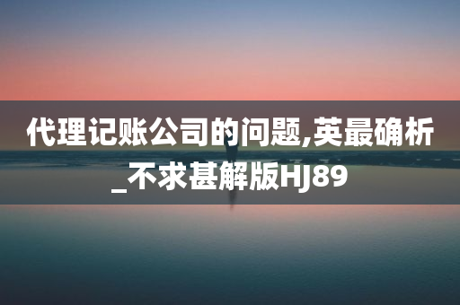 代理记账公司的问题,英最确析_不求甚解版HJ89