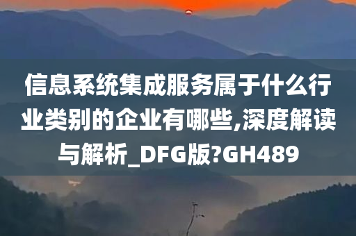 信息系统集成服务属于什么行业类别的企业有哪些,深度解读与解析_DFG版?GH489