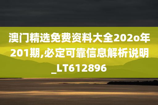 澳门精选免费资料大全202o年201期,必定可靠信息解析说明_LT612896