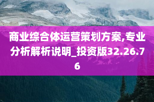 商业综合体运营策划方案,专业分析解析说明_投资版32.26.76