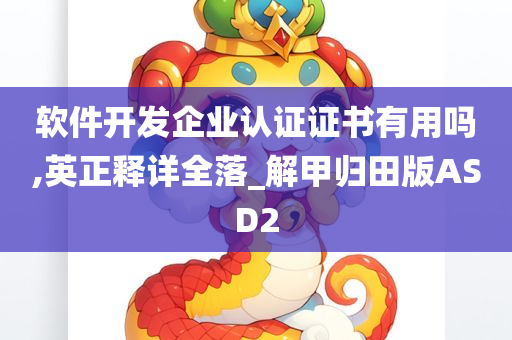 软件开发企业认证证书有用吗,英正释详全落_解甲归田版ASD2