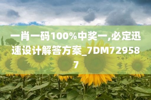 一肖一码100%中奖一,必定迅速设计解答方案_7DM729587