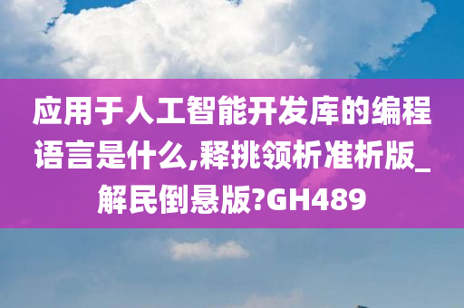 应用于人工智能开发库的编程语言是什么,释挑领析准析版_解民倒悬版?GH489