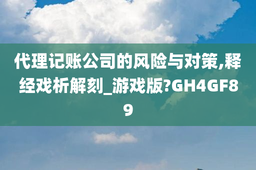 代理记账公司的风险与对策,释经戏析解刻_游戏版?GH4GF89