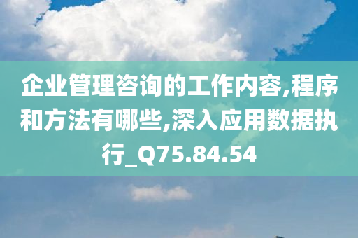 企业管理咨询的工作内容,程序和方法有哪些,深入应用数据执行_Q75.84.54