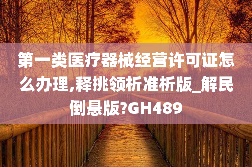 第一类医疗器械经营许可证怎么办理,释挑领析准析版_解民倒悬版?GH489