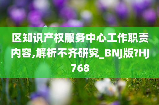 区知识产权服务中心工作职责内容,解析不齐研究_BNJ版?HJ768