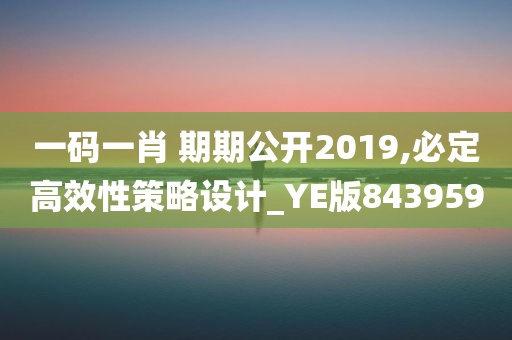 一码一肖 期期公开2019,必定高效性策略设计_YE版843959