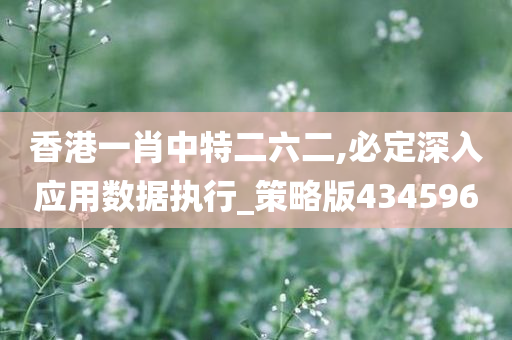 香港一肖中特二六二,必定深入应用数据执行_策略版434596