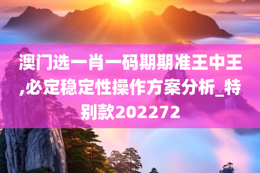 澳门选一肖一码期期准王中王,必定稳定性操作方案分析_特别款202272