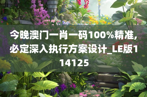 今晚澳门一肖一码100%精准,必定深入执行方案设计_LE版114125