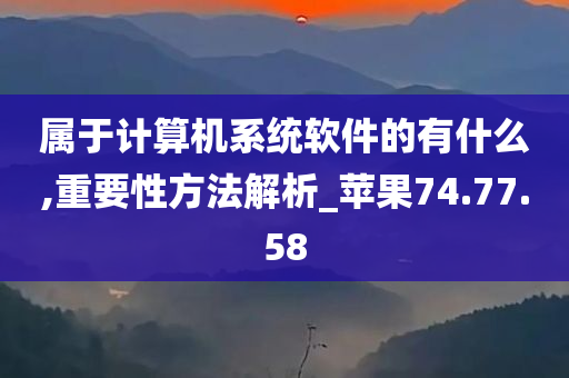 属于计算机系统软件的有什么,重要性方法解析_苹果74.77.58