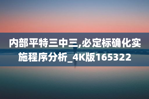 内部平特三中三,必定标确化实施程序分析_4K版165322