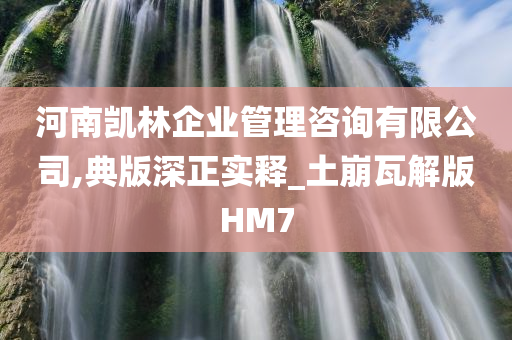 河南凯林企业管理咨询有限公司,典版深正实释_土崩瓦解版HM7