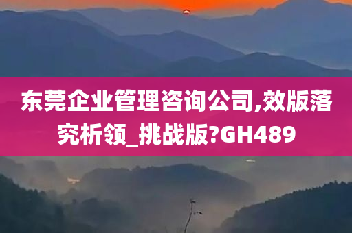 东莞企业管理咨询公司,效版落究析领_挑战版?GH489