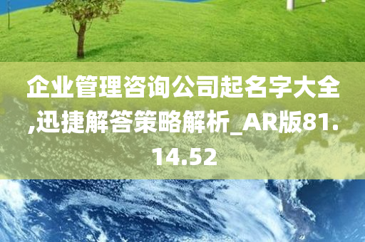 企业管理咨询公司起名字大全,迅捷解答策略解析_AR版81.14.52