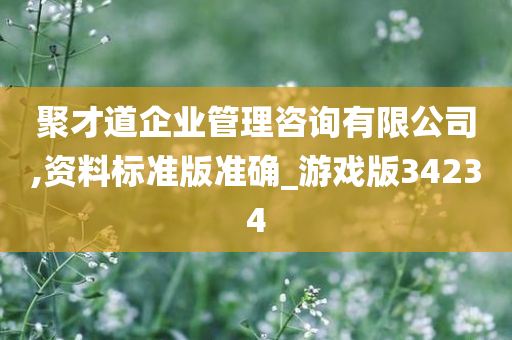 聚才道企业管理咨询有限公司,资料标准版准确_游戏版34234