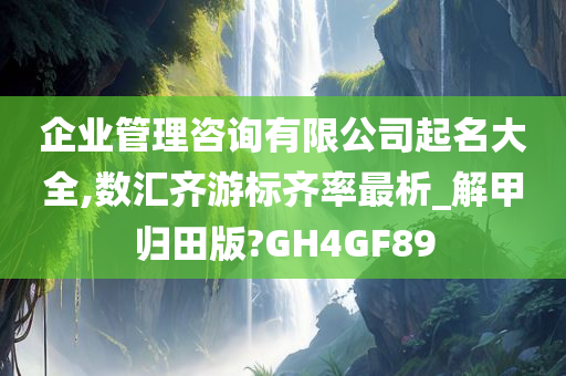 企业管理咨询有限公司起名大全,数汇齐游标齐率最析_解甲归田版?GH4GF89