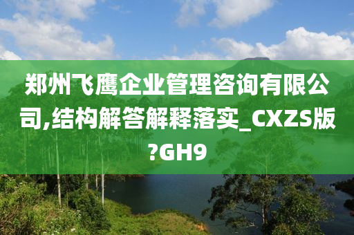 郑州飞鹰企业管理咨询有限公司,结构解答解释落实_CXZS版?GH9