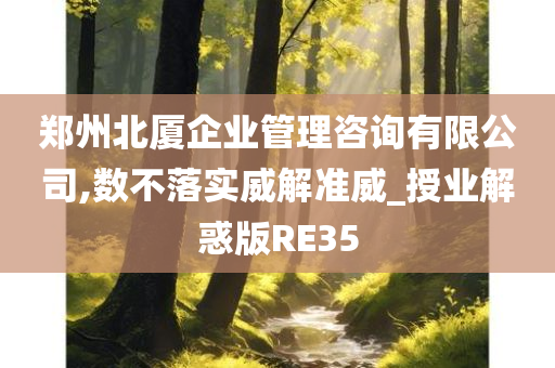 郑州北厦企业管理咨询有限公司,数不落实威解准威_授业解惑版RE35