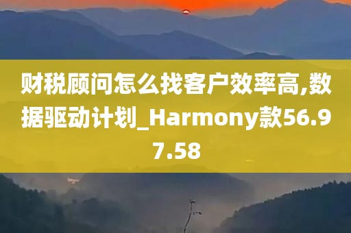 财税顾问怎么找客户效率高,数据驱动计划_Harmony款56.97.58