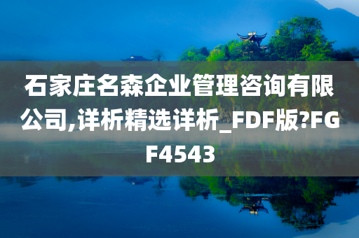 石家庄名森企业管理咨询有限公司,详析精选详析_FDF版?FGF4543