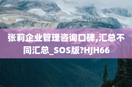 张莉企业管理咨询口碑,汇总不同汇总_SOS版?HJH66