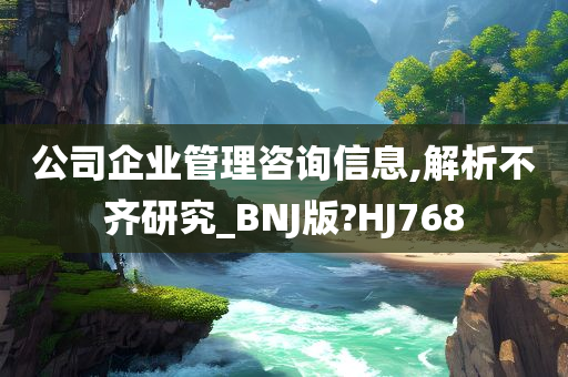 公司企业管理咨询信息,解析不齐研究_BNJ版?HJ768