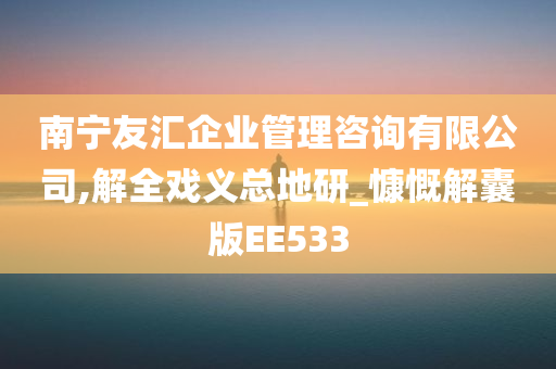 南宁友汇企业管理咨询有限公司,解全戏义总地研_慷慨解囊版EE533