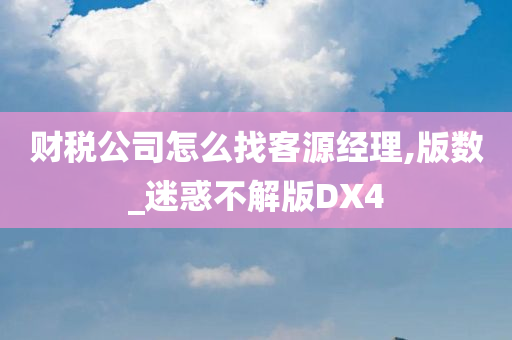 财税公司怎么找客源经理,版数_迷惑不解版DX4