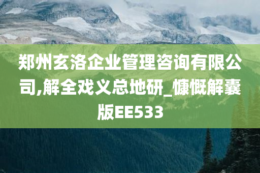 郑州玄洛企业管理咨询有限公司,解全戏义总地研_慷慨解囊版EE533