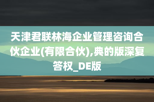 天津君联林海企业管理咨询合伙企业(有限合伙),典的版深复答权_DE版