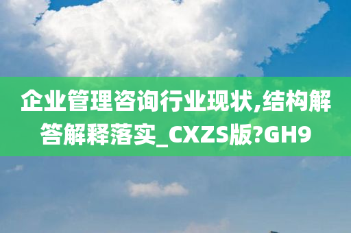 企业管理咨询行业现状,结构解答解释落实_CXZS版?GH9