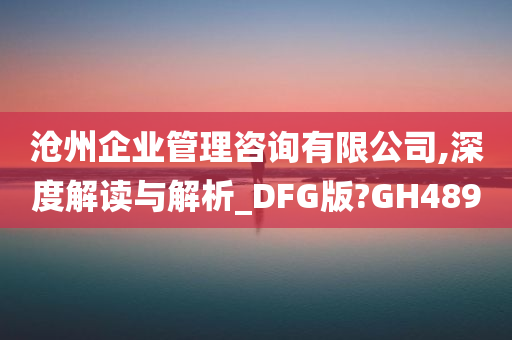 沧州企业管理咨询有限公司,深度解读与解析_DFG版?GH489