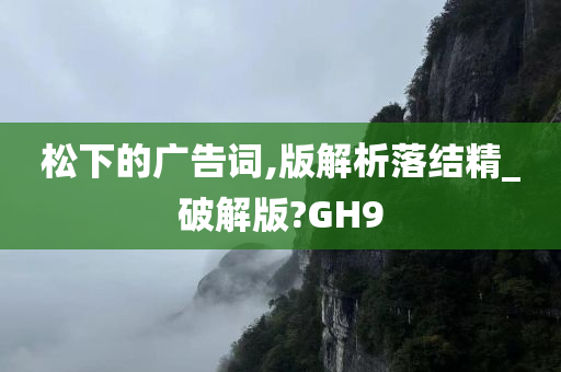 松下的广告词,版解析落结精_破解版?GH9