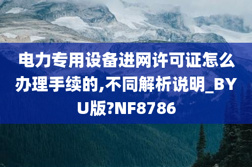 电力专用设备进网许可证怎么办理手续的,不同解析说明_BYU版?NF8786