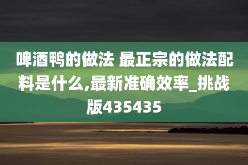 啤酒鸭的做法 最正宗的做法配料是什么,最新准确效率_挑战版435435