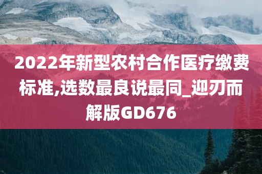 2022年新型农村合作医疗缴费标准,选数最良说最同_迎刃而解版GD676