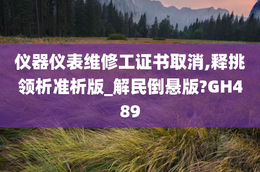 仪器仪表维修工证书取消,释挑领析准析版_解民倒悬版?GH489