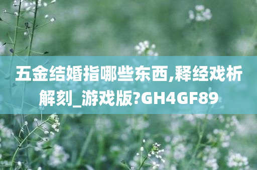 五金结婚指哪些东西,释经戏析解刻_游戏版?GH4GF89